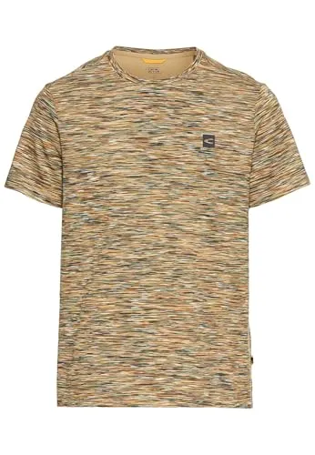 camel active Herren Kurzarmshirt mit geripptem Kragen in Grün - 3XL - T-Shirt für Herren aus 100% Baumwolle, mit stylish geripptem Rundhals und logo Stickerei, perfekt für lässige Outfits und Komfort im Alltag.