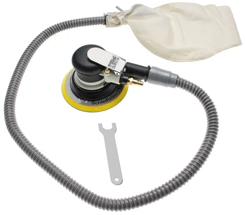 BGS Druckluft Exzenterschleifer – Effizientes Schleifen und Polieren - Schleifmaschine für Flächen mit 152 mm Schleifteller und integriertem Absaugsystem. Ideal für präzise Arbeiten bei 10.000 U/min und geringem Luftverbrauch.