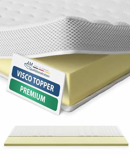 Premium Visco Topper 80x200 cm - 6 cm hoch - Matratzentopper mit anschmiegsamer Memory-Eigenschaft für besten Schlafkomfort. OEKO-TEX zertifiziert, allergikerfreundlich und Made in Germany.