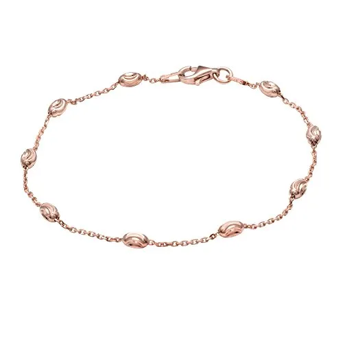 MATERIA Damen Rosegold Armband aus 925 Silber - Elegantes Armband aus hochwertigem Sterlingsilber mit Kugel-Ornamenten in Rosegold, ideal für stilvolle Damenmode. Länge: 19cm, mit praktischem Karabinerverschluss.