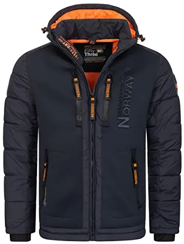 Geographical Norway Herren Winterjacke Parka FVS Production H-H - Navy, Größe L, wind- und wasserabweisend, ideal für Outdoor-Aktivitäten
