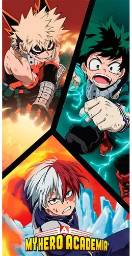 Halantex - MHA-5304T - My Hero Academia 3 Figuren Strandtuch Badetuch Original - Mehrfarbig - 70 x 140 cm