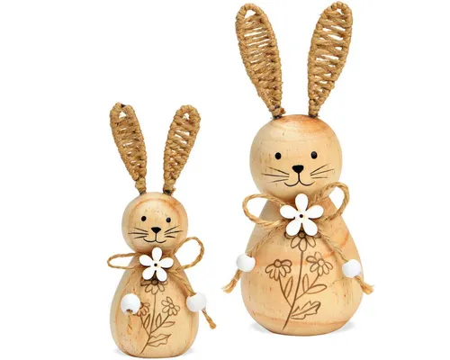 matches21 HOME & HOBBY Dekofigur Osterhasen Set Osterdeko Holz Frühlingsdeko Ostern 23 & 15 cm (2 St)