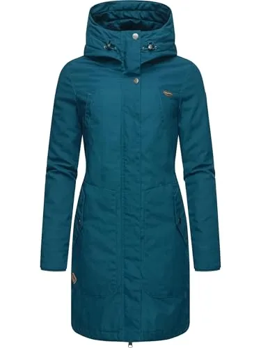 Ragwear Damen Winter Parka Jannisa Intl Dark Green Gr. XL - Funktionsjacken: Sportlicher, veganer Wintermantel mit kuscheligem Teddyfell, wasser- und windabweisend, ideal für kalte Tage und modisch vielseitig einsetzbar.