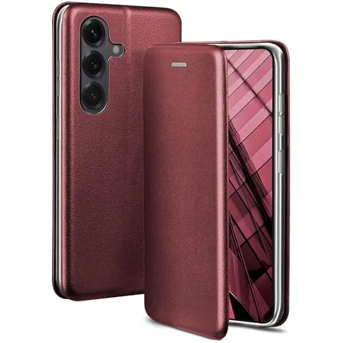 ONEFLOW Business Case für Samsung Galaxy S25 Plus Handyhülle klappbar mit Standfunktion, Klapphülle Flipcase Cover Dünn, PU Leder Hülle mit Kartenfach, 360 Grad Schutzhülle, Weinrot