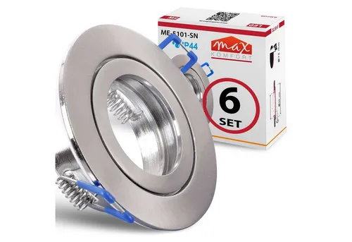 Edler LED Einbaustrahler HMZ-5101-SN - Deckenleuchte mit IP44 Schutz für Feuchträume, elegant in gebürstetem Eisen und einfacher Montage - ideal für stilvolle Badezimmerbeleuchtung.