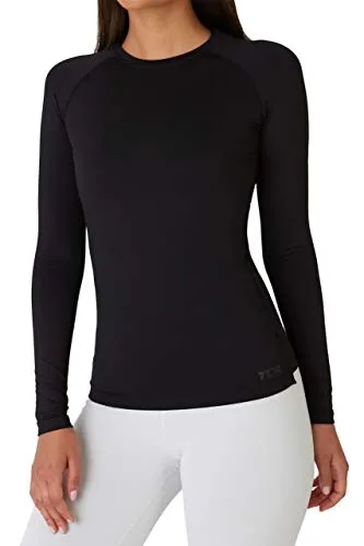TCA Damen Thermo-Laufshirt - Schwarz, XS - Funktionsunterwäsche aus 88% Polyester und 12% Elasthan, bietet optimale Wärmeisolierung und hohe Bewegungsfreiheit beim Laufen.