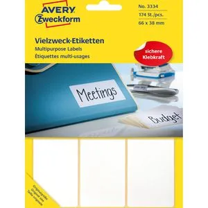 Zweckform Vielzwecketiketten 3334, weiß, 66 x 38mm, 29 Blatt, 174 Stück