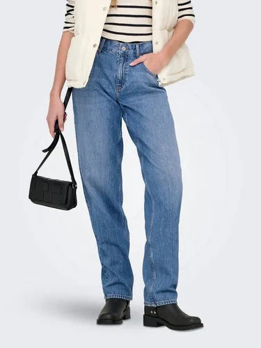 ONLY Female Straight-Fit Jeans ONLLUMI - Jeans mit mittlerer und hoher Taille, gefertigt aus 80% Baumwolle und 20% recycelter Baumwolle für nachhaltigen Komfort und Stil.