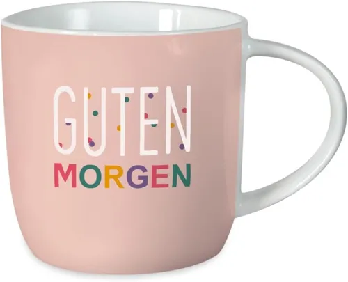Gute Laune Kaffeetasse mit Spruch 300 ml Porzellan Tasse Guten Morgen