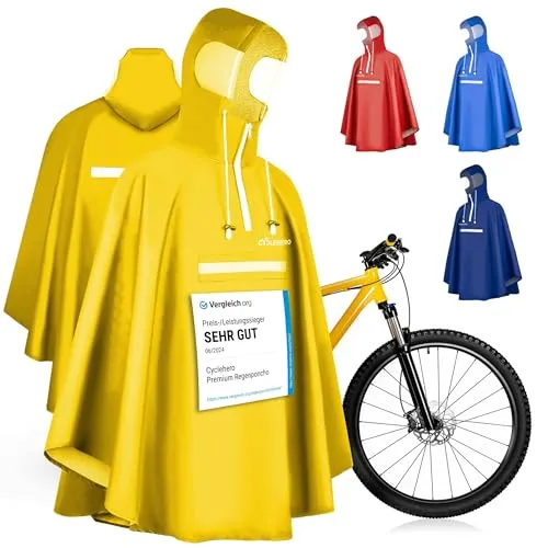 CYCLEHERO Regenponcho Fahrrad - Extra wasserdicht und robust - Radsport-Regenponchos für Herren, idealer Schutz bei Regen dank wasserabweisender Heißpress-Technologie und Reflektoren für maximale Sichtbarkeit.