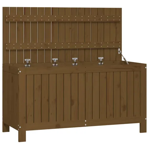 Gartentruhe aus Massivholz Kiefer – 76x42,5x54 cm - Robuste Auflagenbox aus schwarzer Kiefer, ideal zur Aufbewahrung von Gartenutensilien und Sitzkissen. Wetterfest und stilvoll im traditionellen Design.