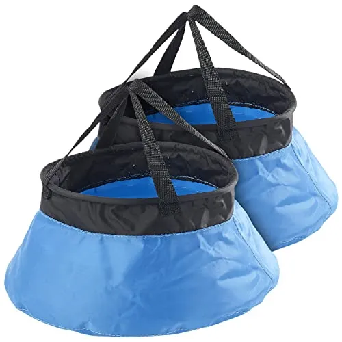 Semptec Urban Survival Technology Falteimer: 2er-Set Faltbare Eimer für Outdoor und Camping, Nylon, je 5 Liter (Falteimer Camping, Faltbarer Spüleimer, Wasserkanister)