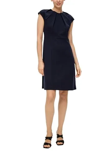 s.Oliver BLACK LABEL Ärmelloses Etuikleid Navy 34 - Freizeitkleider für Damen, elegantes Slim Fit Design mit Faltendetails und Reißverschluss, ideal für Business-Anlässe im klassischen Look.