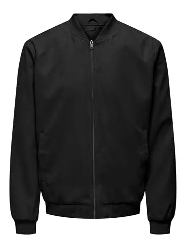 ONLY & SONS ONSLUCAS FAKE SUEDE BOMBER OTW schwarz L - Funktionsjacke aus 100% Polyester, pflegeleicht und schnell trocknend, perfekt für modische Auftritte.