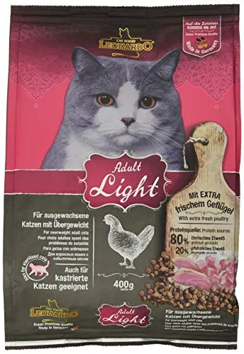 Leonardo Adult Light [400g] Katzenfutter | Diät Trockenfutter für Katzen | Alleinfuttermittel für Katzenrassen ab 1 Jahr