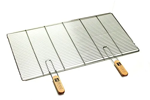 GRILLROSTPROFI Edelstahl-Grillrost 82 x 43 cm mit abnehmbaren Handgriffen - Hochwertiger Edelstahl-Grillrost für Standardgrills und Grillkamine, hygienisch und temperaturbeständig. Mit abnehmbaren Griffen für einfaches Nachfüllen von Kohle ohne schmutzige Hände.