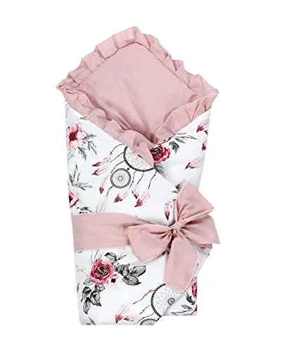 TupTam Einschlagdecke Unisex Baby mit Schleife - Traumfänger Rosa - Einschlagdecke aus 100% Baumwolle, kuschelig weich und perfekt für Neugeborene, sorgt für Geborgenheit und einen gemütlichen Schlaf.