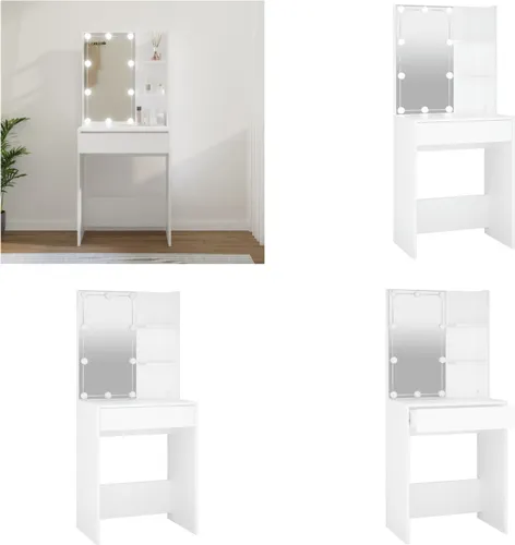 vidaXL Schminktisch mit LED Weiß 60x40x140 cm
