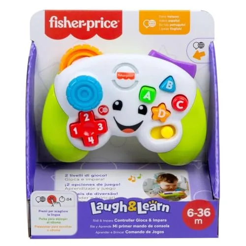 Fisher-Price Laugh & Learn JFD13 Meine erste Konsolen-Fernbedienung mit Musik und Lichtern, für Jungen und Mädchen ab 6 Monaten, mehrsprachige Version: Englisch, Italienisch, Portugiesisch, Spanisch,