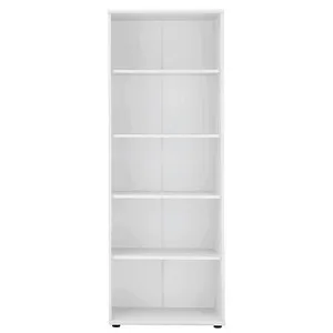 MÖBELPARTNER Aktenregal weiß 65,1 x 34,5 x 182,4 cm - Büroregal mit 5 Fächern, robust und pflegeleicht dank Melaminharzbeschichtung, ideal für Ordnung und als Raumteiler einsetzbar.