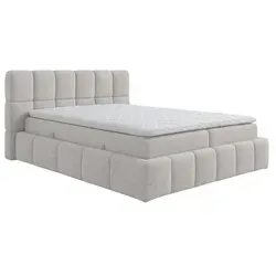 AN-Möbel Boxbett Anna, Hellgrau, 120x200 cm - Polsterbett Anna mit Bonell-Matratze und praktischem Stauraum – das ideale Bett für Komfort und modernes Design. Ergonomische Liegehöhe und zwei seitlich zu öffnende Bettkästen für Ordnung im Schlafzimmer.