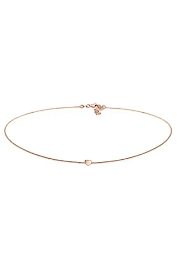 Elli Collier Choker Herz Liebe 925 Silber - Romantische Choker Halskette mit Herz-Anhänger aus 925 Silber, ideal als Geschenk für die Liebste. Trendiges Accessoire, das nah am Hals sitzt und um 3 cm erweiterbar ist.
