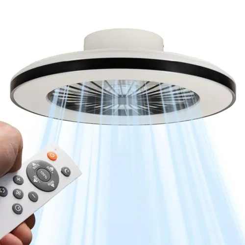 Deckenventilator mit Beleuchtung 55W dimmbar CCT 50cm schwarz-weiß - Moderne Deckenventilator mit dimmbarer LED-Beleuchtung und Fernbedienung, ideal für jeden Raum. Energieeffizient und einfach zu montieren.