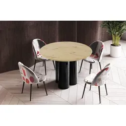 Design Esstisch HRE-111 rund Hochglanz 100 x 75 cm – Naturbelassen - Moderner Esstisch mit eleganter Hochglanz-Oberfläche, ideal für stilvolle Esszimmer. Die antibakterielle Beschichtung sorgt für einfache Pflege und hygienische Nutzung.