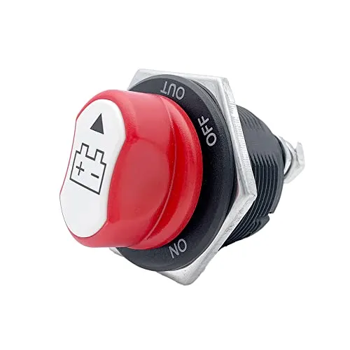 Offgridtec Batterie-Trennschalter 48V 200A Dauerstrom, M8-Anschlüsse, Drehbarer EIN/AUS-Abschaltschalter für Wohnmobil, Boot, Fahrzeug – Sichere Energieabschaltung für Kfz- und Marineelektronik