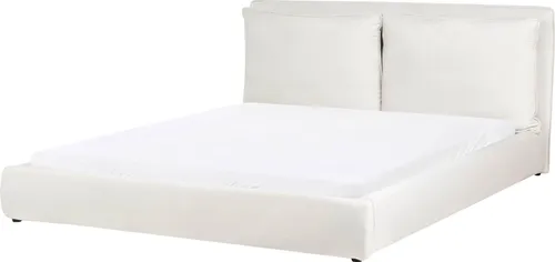 BELIANI Cremeweißes Samt Doppelbett 180 x 200 cm mit Gepolstertem Kopfteil