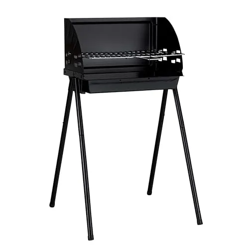 Standgrill Holzkohlegrill mit Windschutz 64256 - Grill für Picknick und Camping, mit höhenverstellbarem Grillrost und kompakten Maßen für einfache Handhabung.