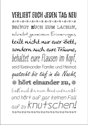 artissimo, Dekopanel, Deco Panel, ca. 29x41cm, PE6528-PA, Verliebt euch jeden Tag neu.., Bild mit Spruch, Spruchbild, Wandbild, Poster, Geschek Hochzeit