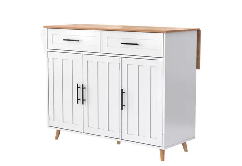 OKWISH Sideboard Anrichte Küchenschrank Speisewagen (1 St., 5 Räder, 3 Tür), mit Ausziehbare Arbeitsplatte,Massivholzbeine umschaltbar