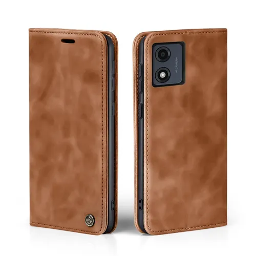 Handy Hülle für Motorola Moto E13 Klapp Magnet Smartphone Cover Case Braun