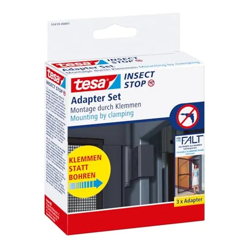 Tesa Fliegengitter Adapter für FALT Tür 55415 anthrazit - Fliegengitter Adapter für FALT Tür 55415, bietet effektiven Insektenschutz und einfache Montage für ein angenehmes Raumklima.