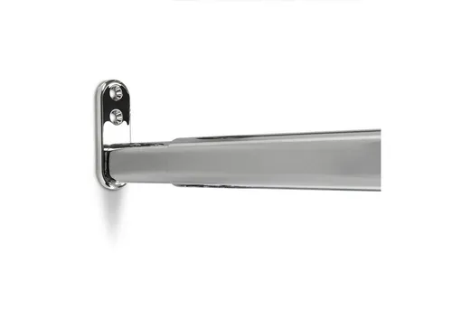 SO-TECH® Garderobenstange Schrankstange verstellbar oval 22 x 15 mm inkl. Stangenlager, (Komplett-Set, 1 St), Teleskopschrankstange 40 - 60 cm, Chrom poliert