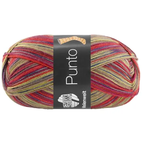 LANA GROSSA Meilenweit 100 Punto | Sockenklassiker, bedruckt und waschmaschinenfest | Handstrickgarn aus 80% Schurwolle & 20% Polyamid | 100g Wolle zum Stricken & Häkeln | 420m Garn FB 6304