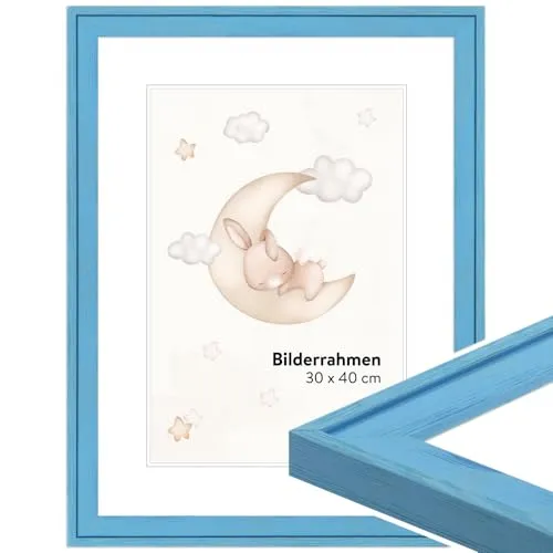 WANDStyle Bilderrahmen für Kinderzeichnungen, Hellblau Kinderbilderrahmen 10x15 cm, Bilderrahmen Kinder, Wechselbilderrahmen 15x10 cm, Kinderzeichnungen aufbewahren, Rahmen - Made in Germany H120