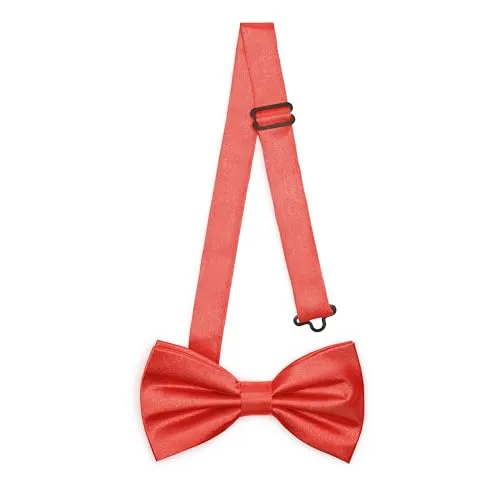 Ladeheid Elegante Herren Fliege - Hochwertig, Glänzend, Verstellbar, Perfekt für Hochzeit, Party, Büro. Ideal für Männer, Frauen, Teenager BMS (12cm x 6cm, Rot)