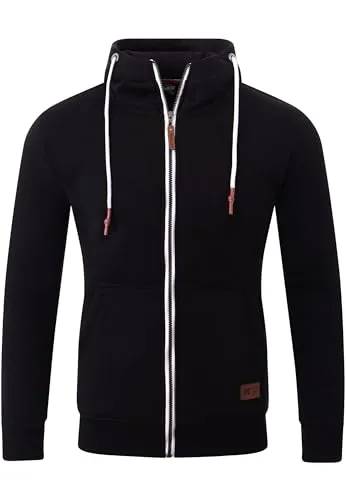 Reslad Sweatjacke Herren Kapuzenpullover | Hoodie Männer Zipper Pullover mit Kapuze Bequeme Baumwolle RS-1006 Schwarz S