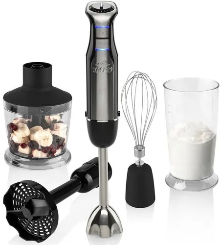 ETA Stabmixer Tasso I 600 W mit Turbo-Stufe - Stab- & Standmixer mit 600 W DC-Motor, 6 Geschwindigkeiten und TURBO-Modus für perfekte Ergebnisse. Inklusive vielseitigem Zubehör für müheloses Mixen und Zerkleinern.