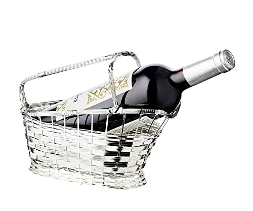 EDZARD Rotweinkorb, Weinkorb Basket, edel versilbert, anlaufgeschützt, Länge 24 cm