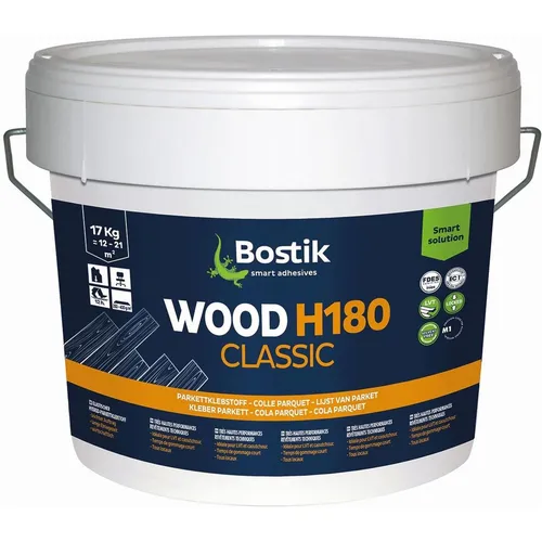 Bostik Wood H180 Classic Parkettkleber 17kg - Kleber & Leime, ideal für Mehrschichtparkett mit guter Verstreichbarkeit und schneller Trocknung in 24 Stunden.