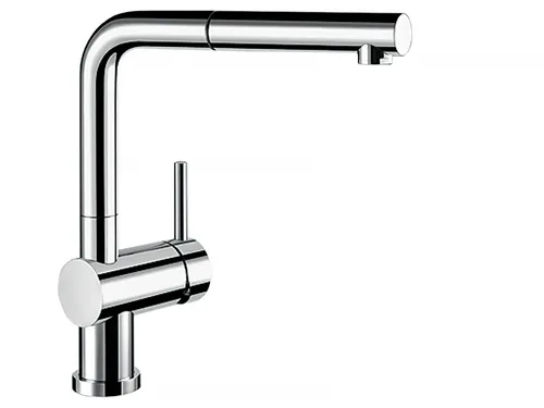 Blanco Linus-S-F Chrom Niederdruckarmatur - Armatur mit Ausziehauslauf und 140° Schwenkbereich, ideal für die Vor-Fenster-Montage und maximiert Ihre Flexibilität in der Küche.