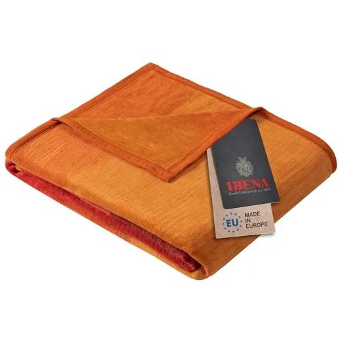 Ibena Granada Decke 150x200 cm – Kuscheldecke in Orange in orange von IBENA