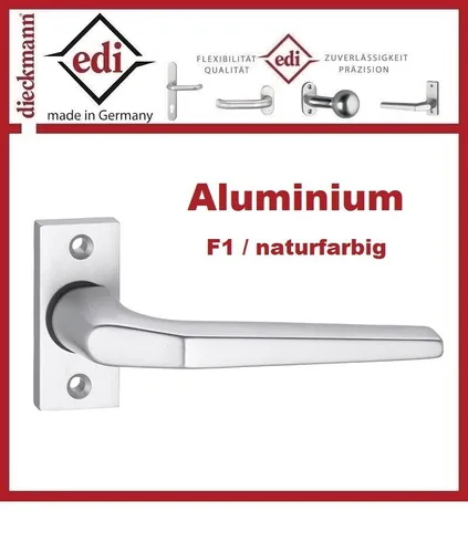 EDI Profiltürdrückerlochteil 3314/0000 Aluminium F1 - Türsicherungen mit gekröpftem Drücker für optimale Handhabung, aus robustem Aluminium in Silber, ideal für Haustüren.