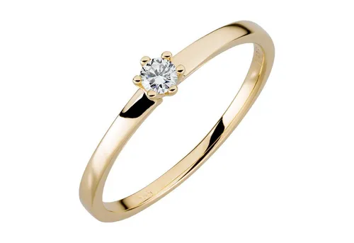 Orolino Fingerring Gold 585 mit Brillant 0,10ct - Eleganter Ring aus 585er Gold mit einem strahlenden 0,10 ct Brillant, ideal für besondere Anlässe. Inklusive schickem Etui für die perfekte Geschenkpräsentation.
