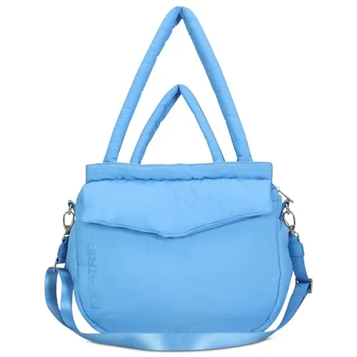Expatrié Shopper Tasche Damen Blau - Poppy - Nylon Puffer Bag mit Reißverschluss - Vielseitige Shopper Tasche