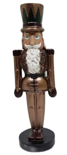 Fachhandel Plus Dekofigur Nussknacker Klassische Weihnachtsdeko Weihnachtsfigur klein Indoor Outdoor goldfarbend